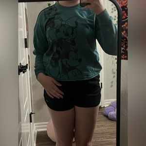 Teal disney mickey cropped tee